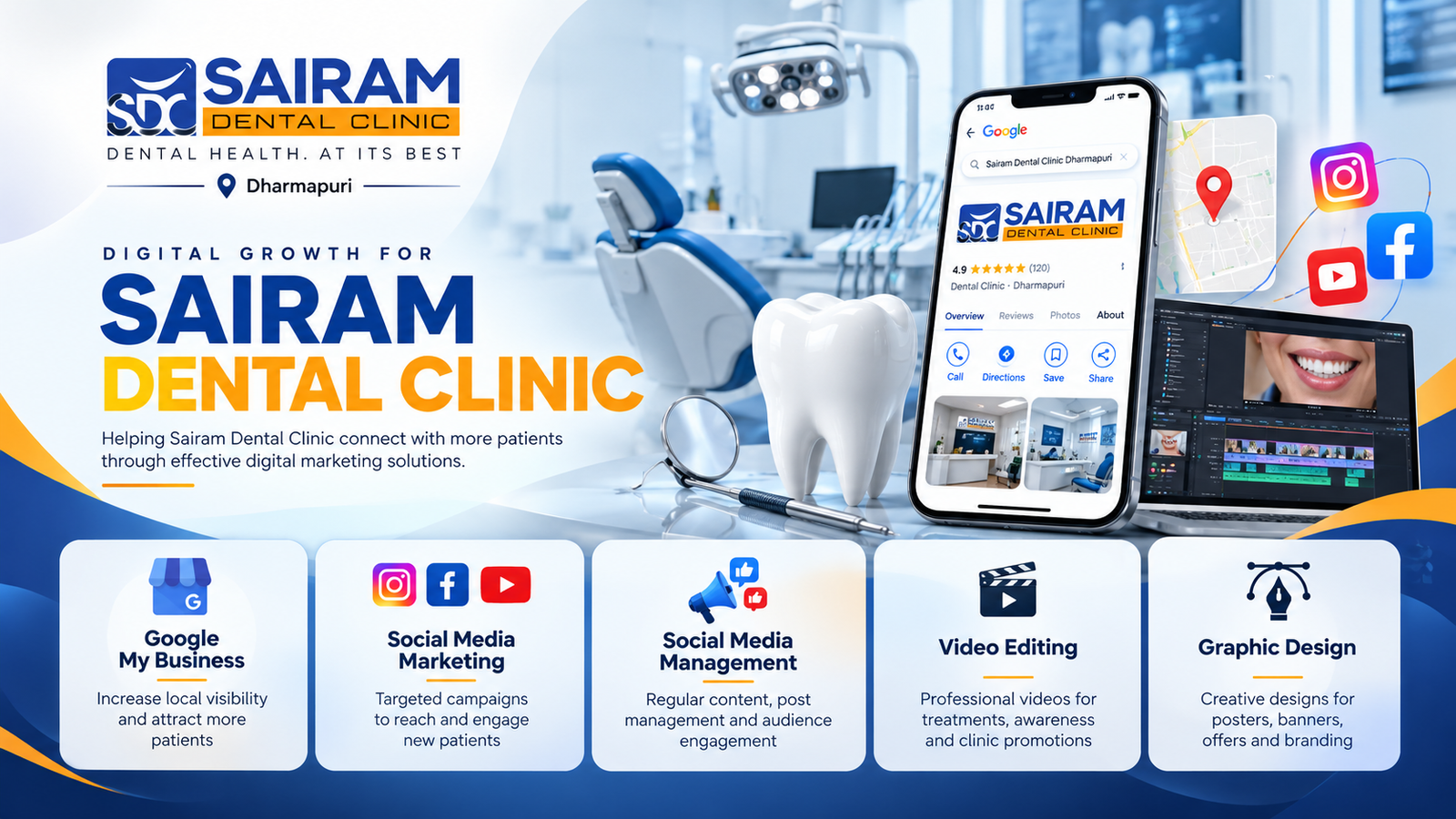 Sairam Dental Clinic case study – How Did We Improve Sairam Dental Clinic’s Google Ranking from #23 to #2?
