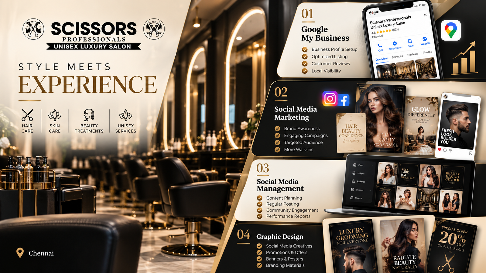 Scissors Unisex Luxury Salon case study – Our Work: Local SEO and Social Media Marketing for Scissors Salon