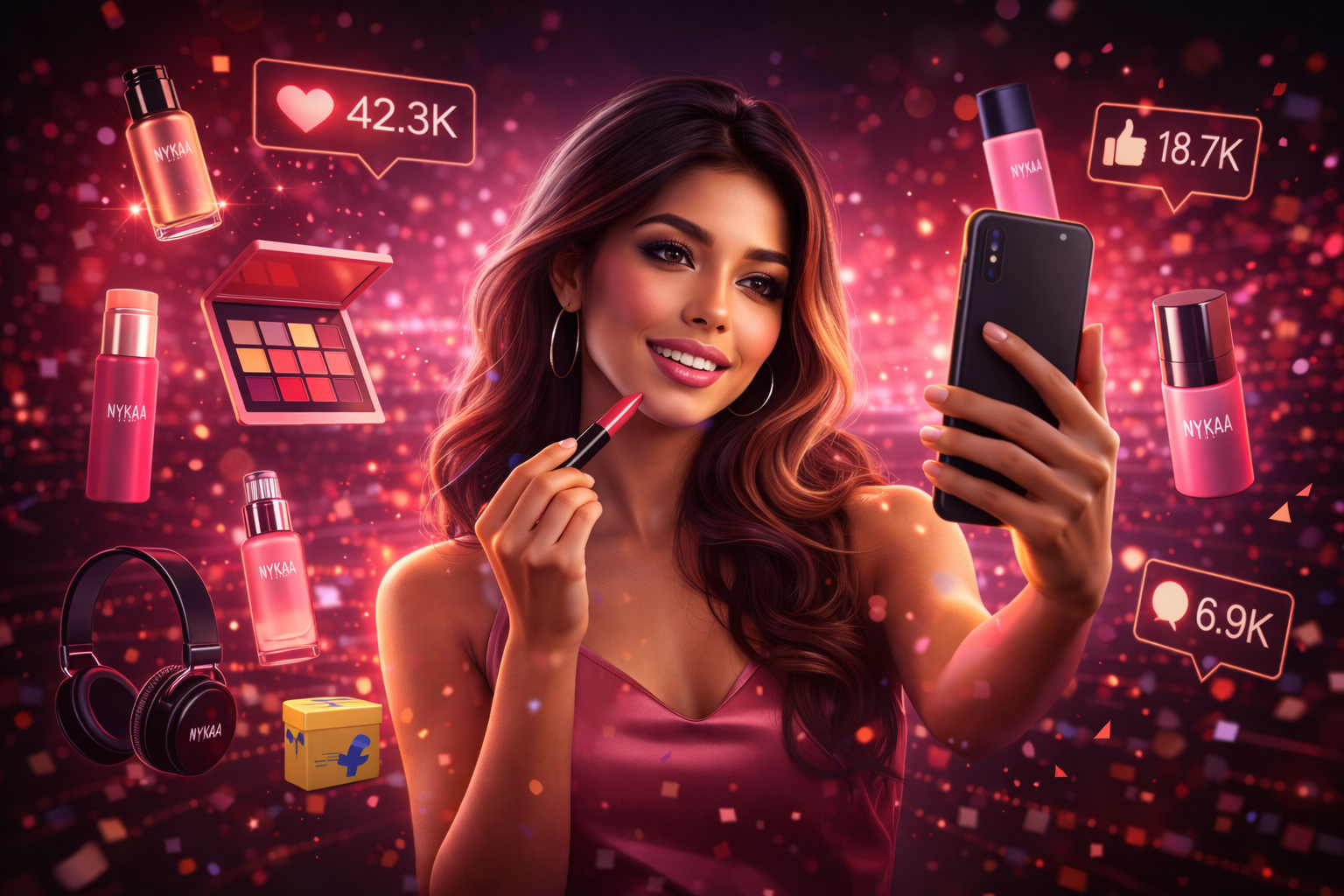 Nykaa influencer marketing strategy featuring beauty tutorials and social media campaigns