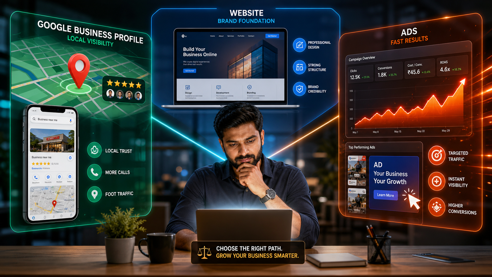 Google Business Profile vs Website vs Ads
