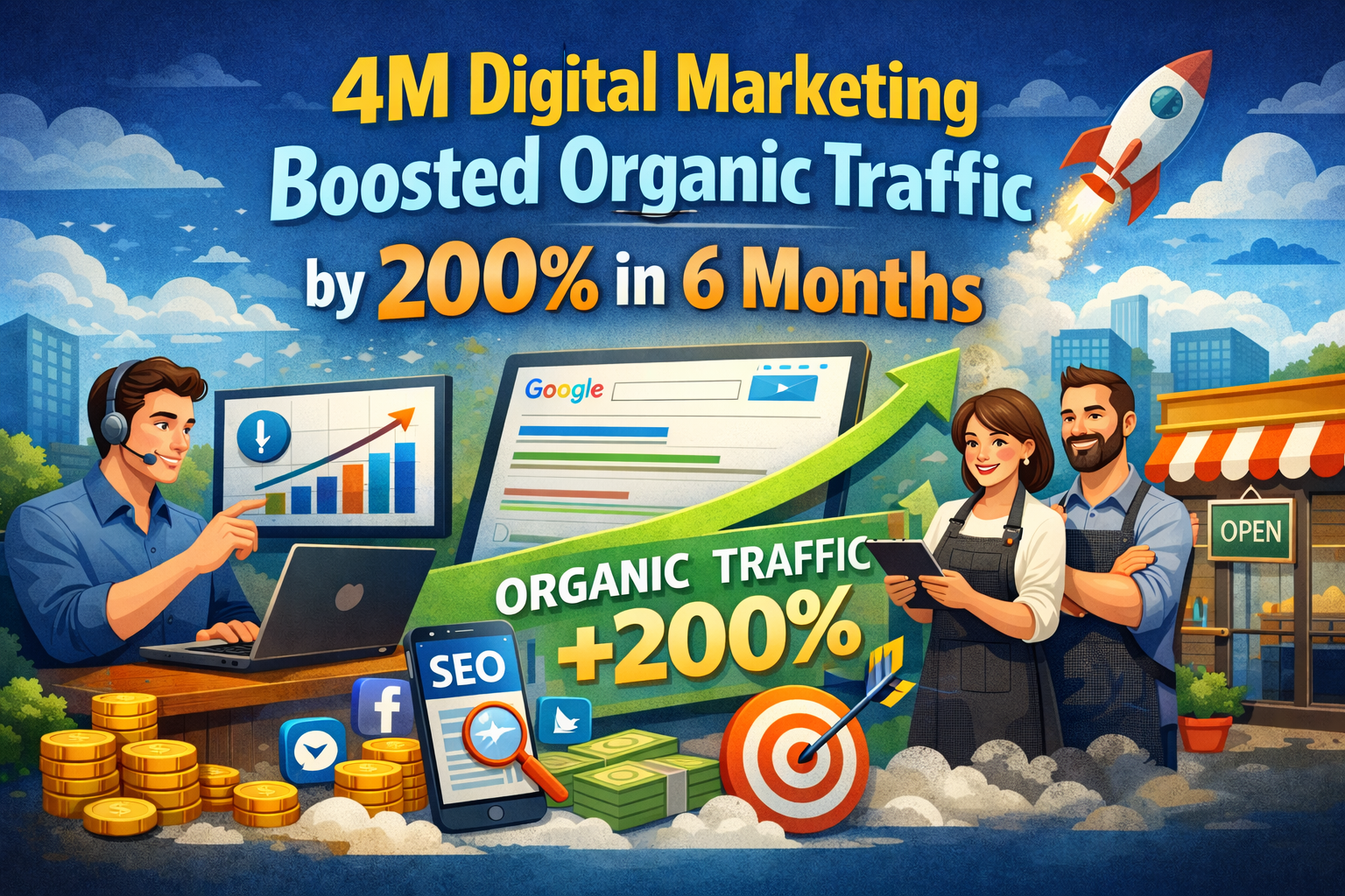 SEO case study showing 200 percent organic traffic growth in 6 months
