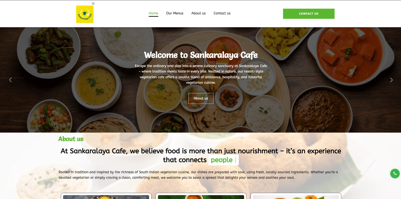Sankaralaya Cafe Website